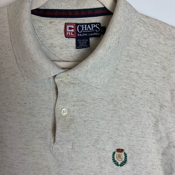 Chaps Ralph Lauren Cotton Linen Blend Polo T-Shirt Size Large - Picture 7 of 9